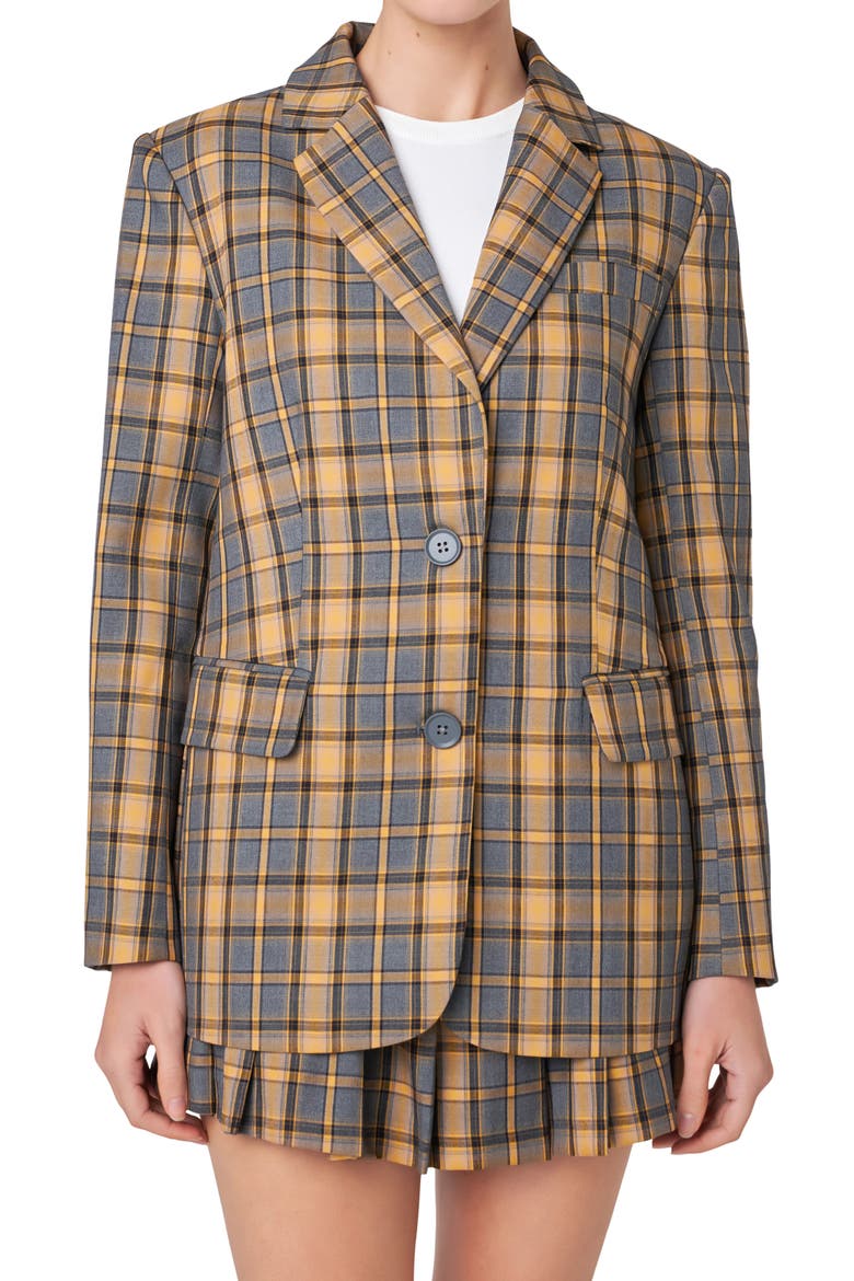 Plaid Blazer, Main, color, GREY MULTI