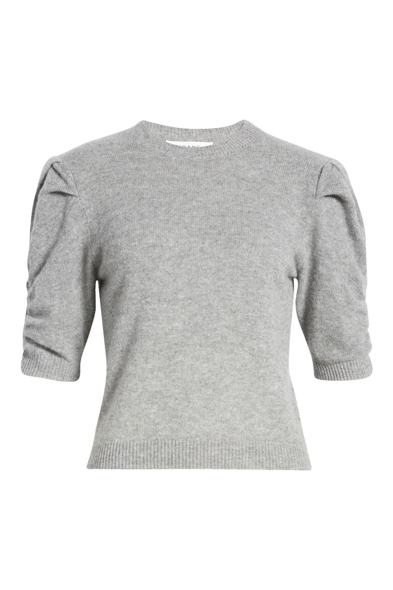 Ruched Sleeve Recycled Cashmere & Wool Sweater, Alternate, color, GRIS HEATHER