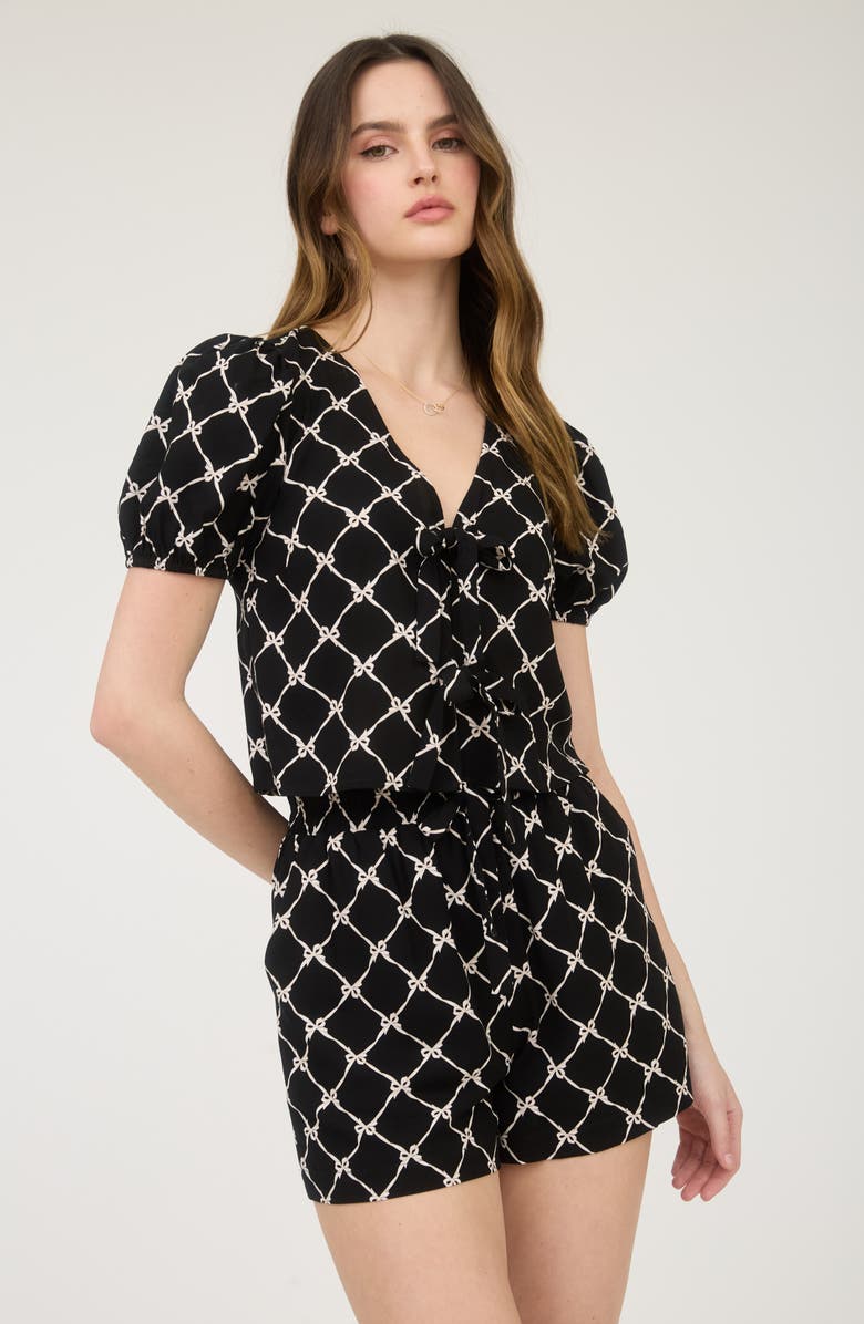 Blu Pepper Puff Sleeve Tie Front Top, Alternate, color,