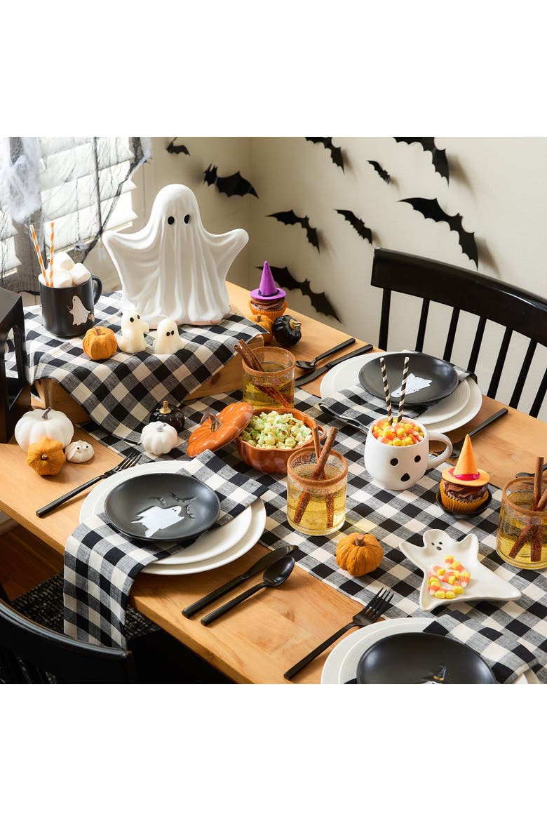 Linen Table Runner - Morgan Check, Alternate, color, Black and Cream