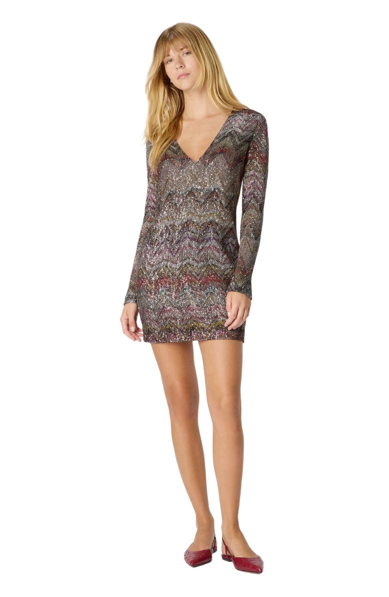 Missoni Mini Dress With V-neck And Zigzag Pattern, Alternate, color, Multicoloured