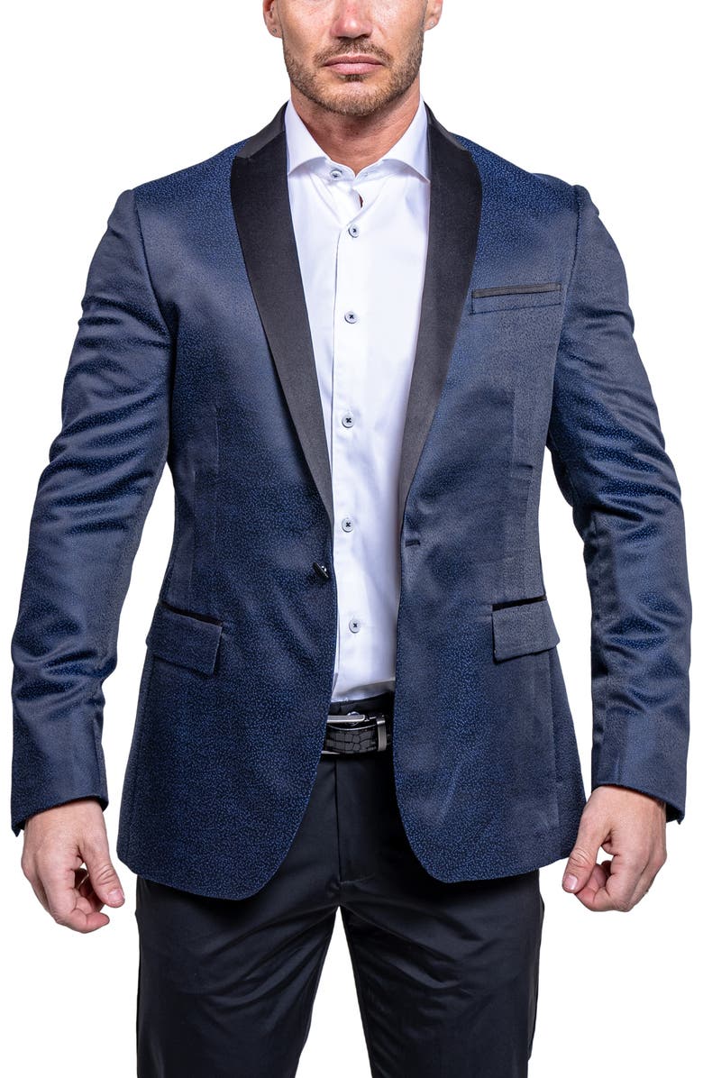Maceoo Tesla Ascension2166 Blue Satin Jacquard Dinner Jacket, Alternate, color, Blue