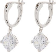 Nadri Round CZ Drop Huggie Hoop Earrings
