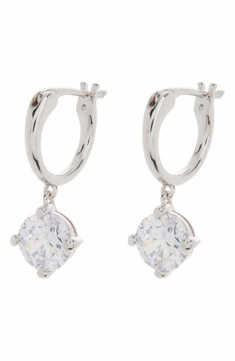 Nadri Round CZ Drop Huggie Hoop Earrings
