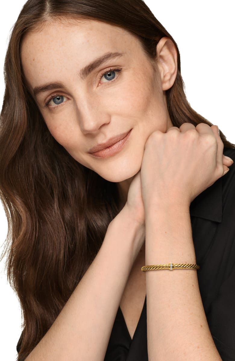 David Yurman Cablespira<sup>®</sup> Flex Bracelet in 18K Gold with Diamonds, 6mm, Alternate, color, Gold