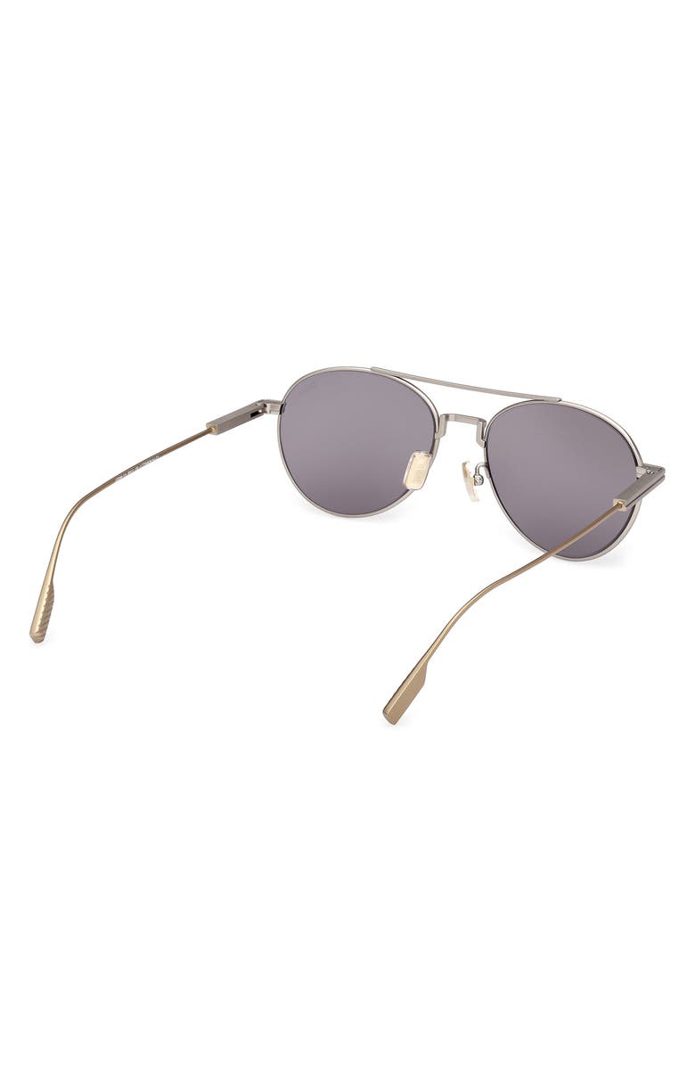 ZEGNA 55mm Pilot Sunglasses, Alternate, color, Matte Satin Palladium