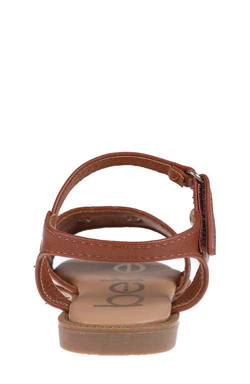 Bebe Little Girls Embossed Flat With Medallion Hardware Sandals In Cognac
