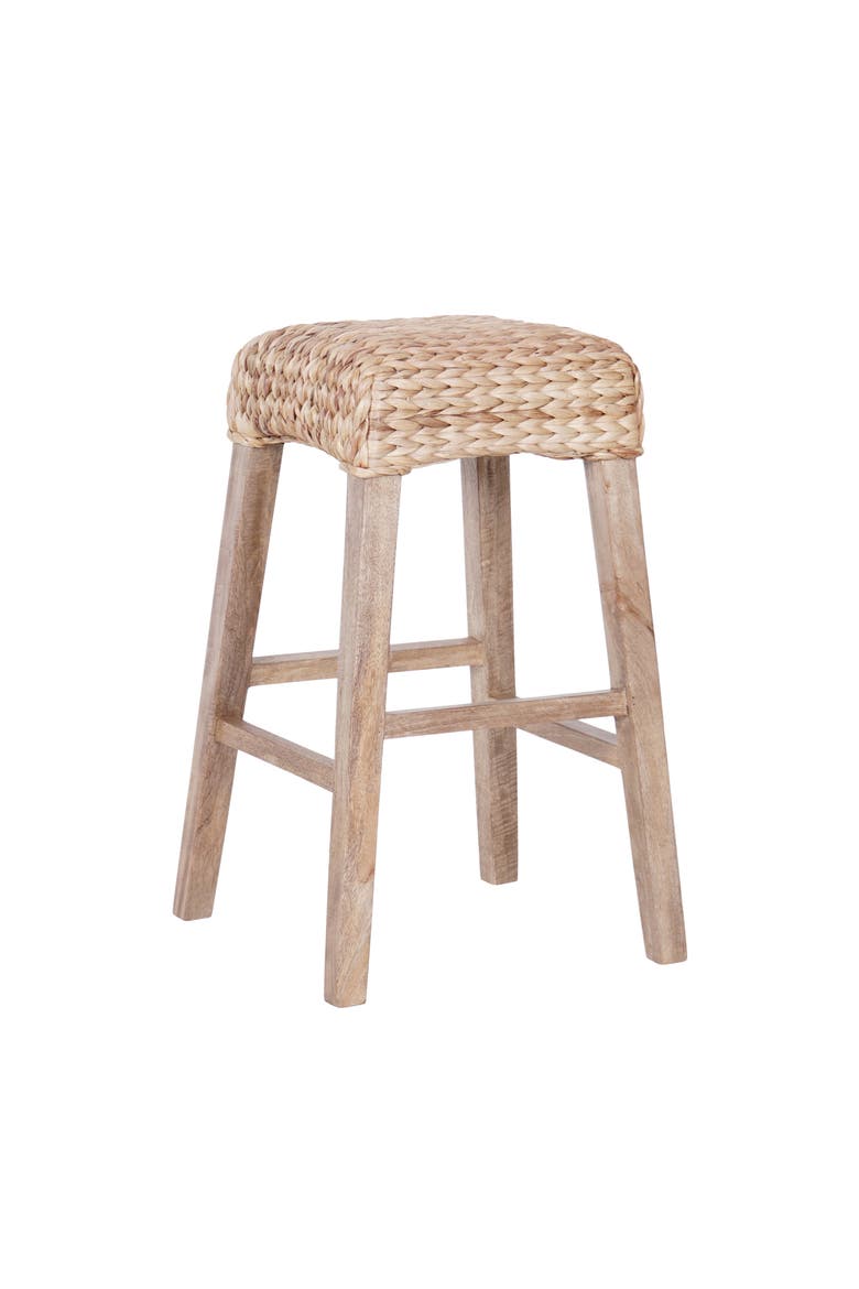 Maui Hyacinth/Wood Backless Stool, Woven Seat with Natural Wood Frame, Main, color, Natural (29.5" Bar Stool)