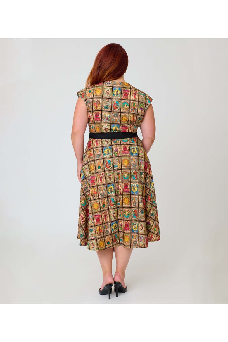 Plus Size 1950s Hedda Swing Dress, Alternate, color, Brown Tarot Print
