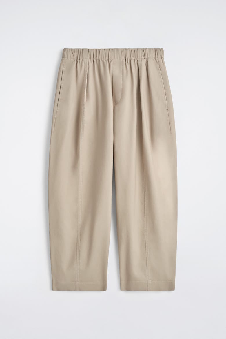Cotton Cropped Barrel-Leg Pants, Alternate, color, BEIGE