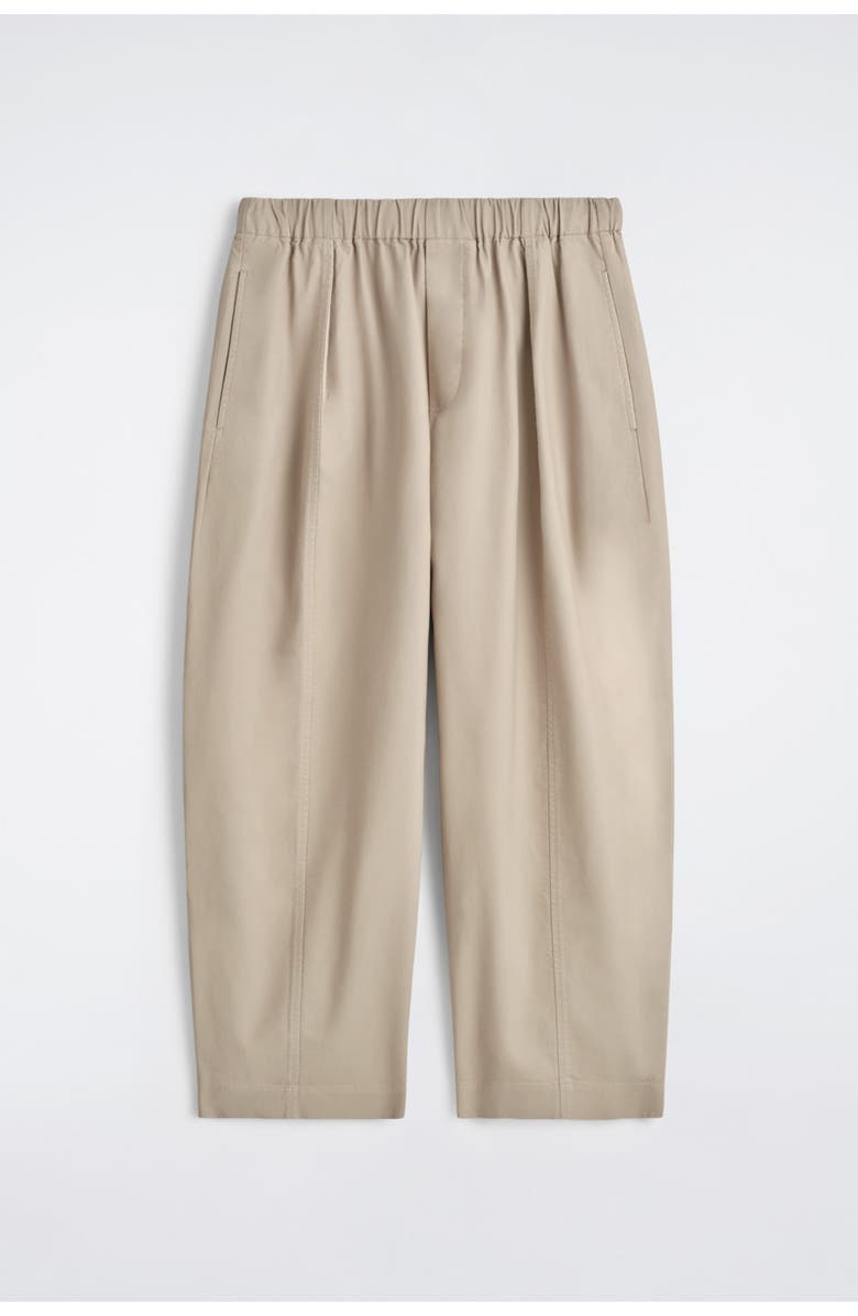 COS Cotton Cropped Barrel-Leg Pants, Alternate, color, Beige