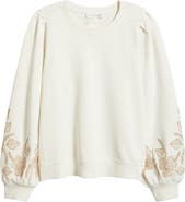 Treasure & Bond Embroidered Sleeve Cotton Sweatshirt