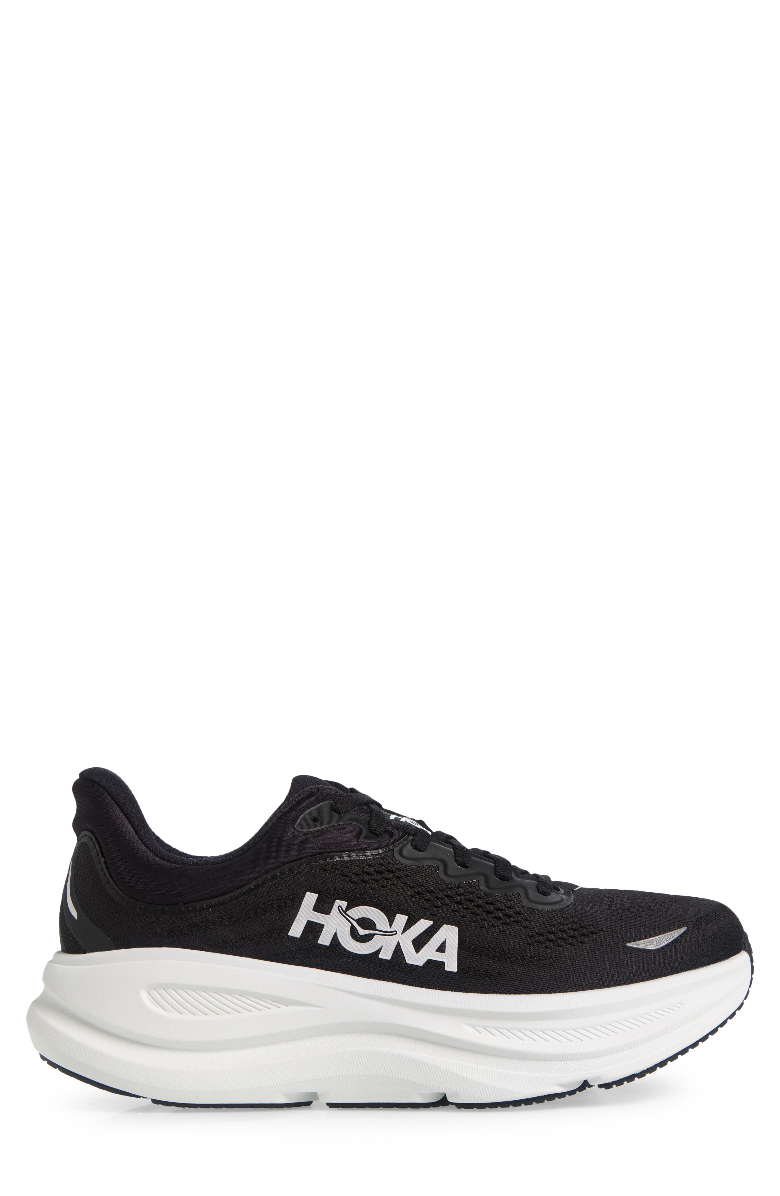 HOKA Bondi 9 Running Shoe, Alternate, color, Black / White