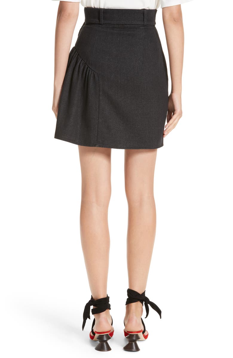 Rejina Pyo Belted Ruffle Denim Miniskirt, Alternate, color,