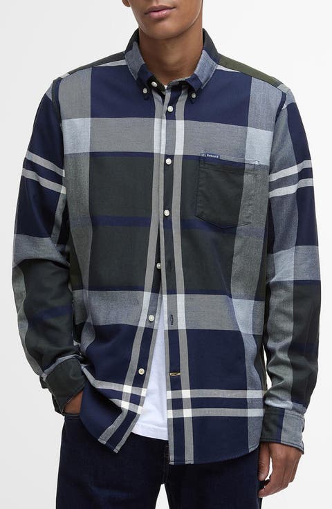 Dunoon Tailored Fit Plaid Button-Down Shirt
