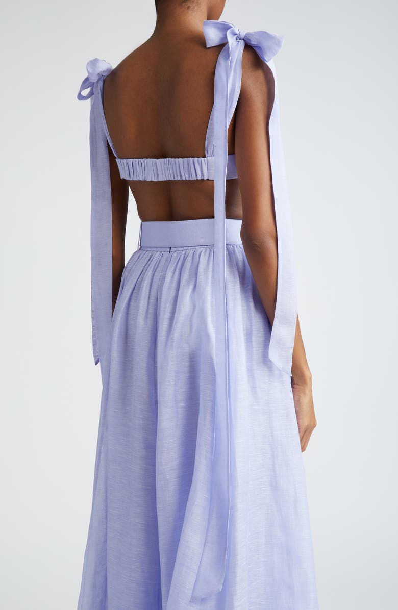 Zimmermann Tie Strap Linen & Silk Bustier Top, Alternate, color, 