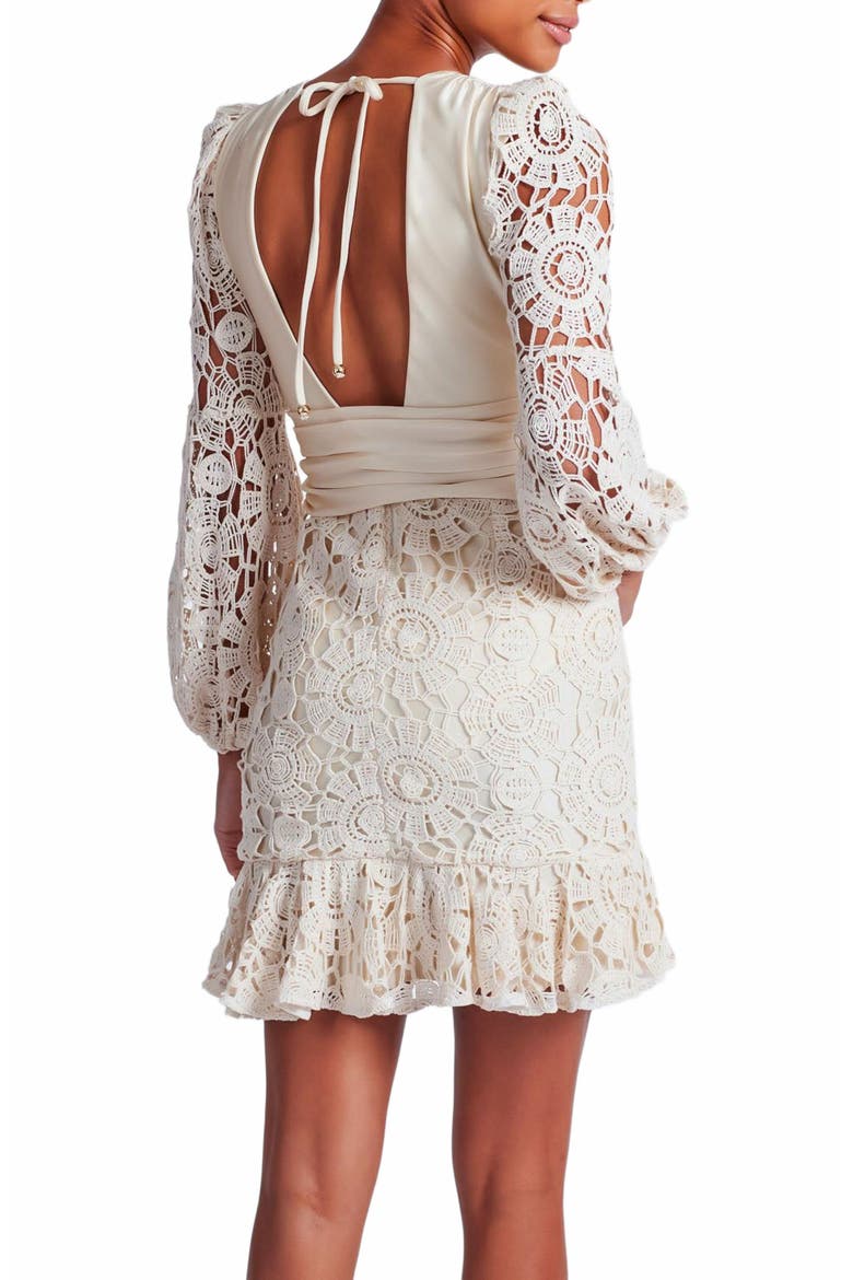 Crochet Plunge Mini Dress, Alternate, color, WHEAT