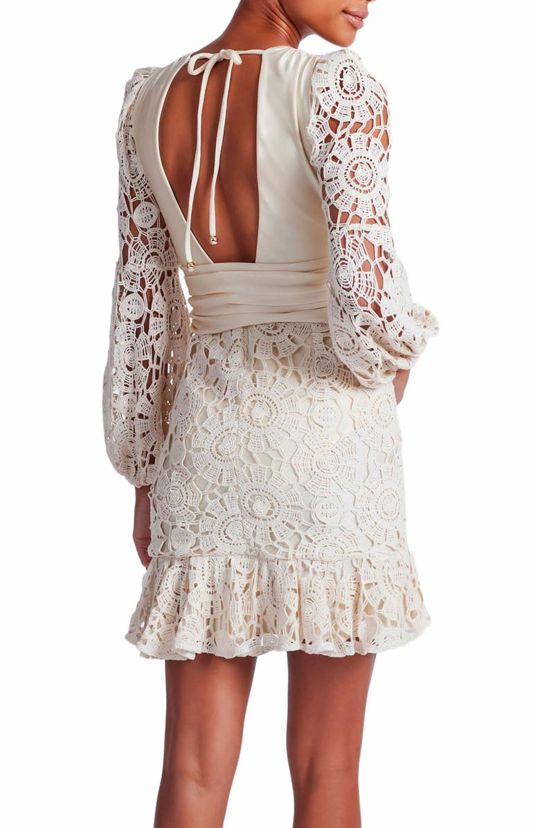 PatBO Crochet Plunge Mini Dress, Alternate, color, 