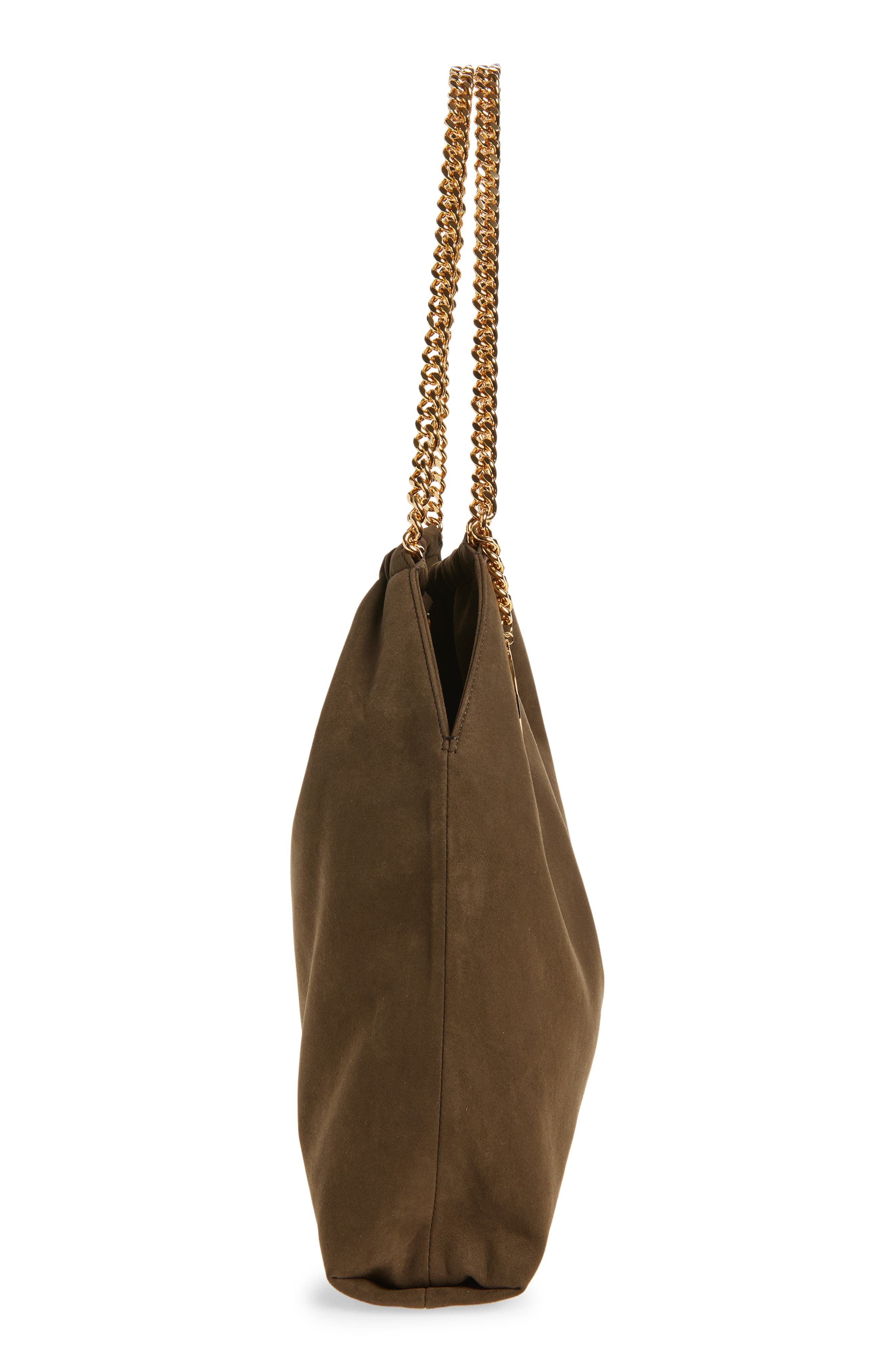 Stella McCartney Medium Falabella Faux Suede Drawstring Tote, Alternate, color, Moka