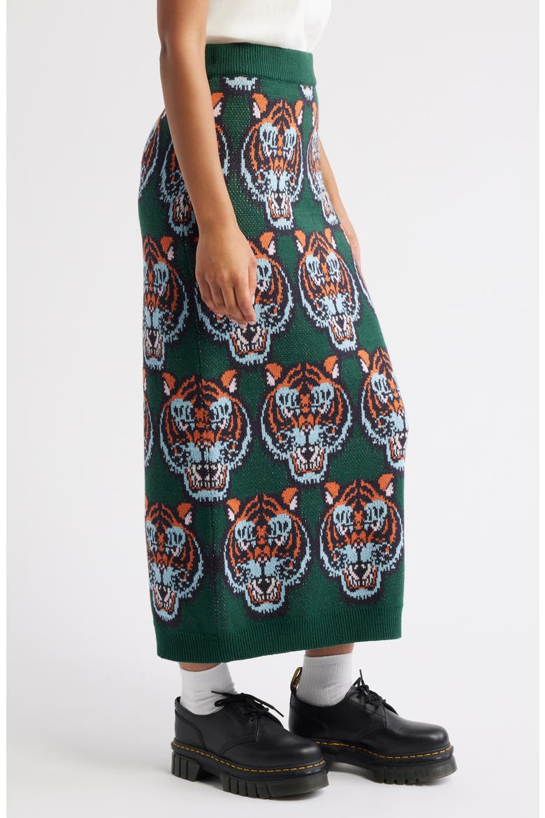 Wild Things Knit Midi Skirt, Alternate, color, GREEN