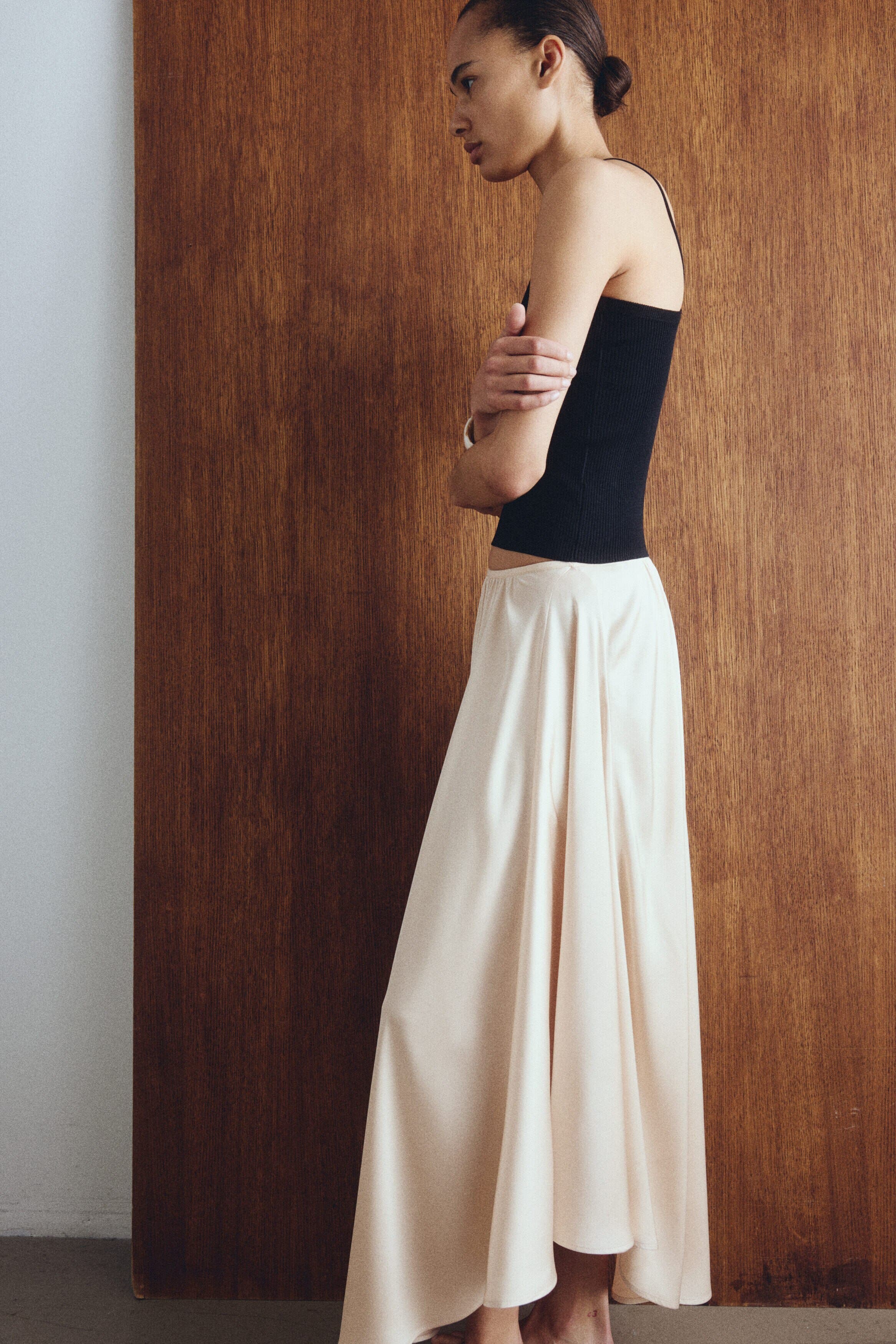 H&m Satin Maxi Skirt In Multi