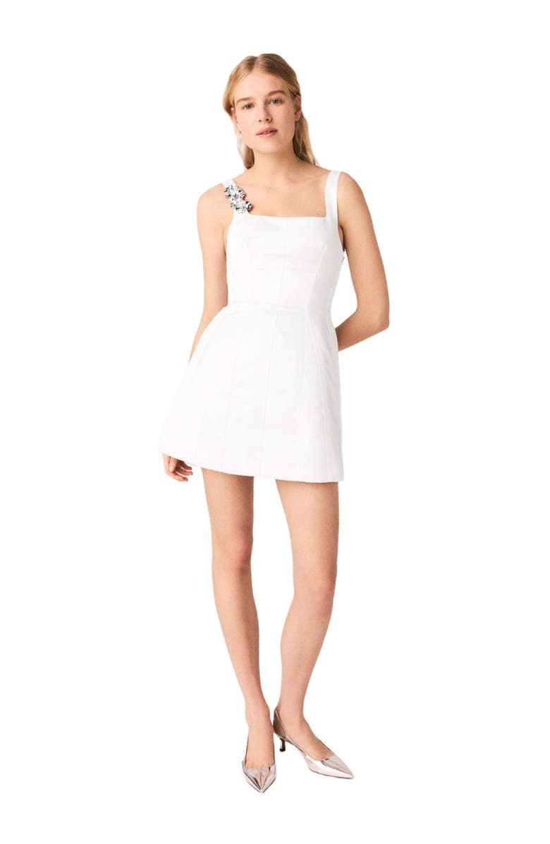 maje Short satin dress, Alternate, color, White
