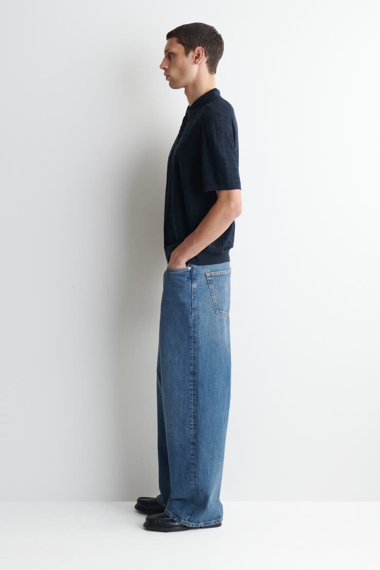 Checked Jacquard-knit Polo Shirt, Alternate, color, NAVY / CHECKED