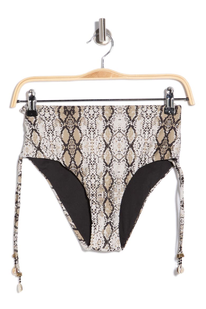 High Waist Bikini Bottoms, Alternate, color, BLACK/ BEIGE