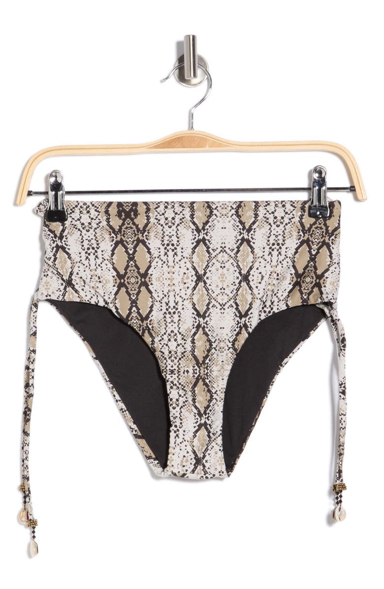 Cosita Linda High Waist Bikini Bottoms, Main, color, Black/ Beige