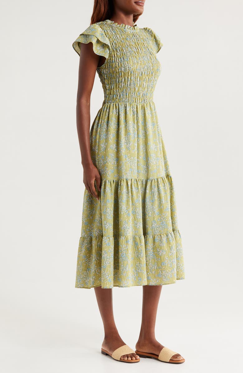 Sam Edelman Matilda Smocked Tiered Midi Dress, Alternate, color, 