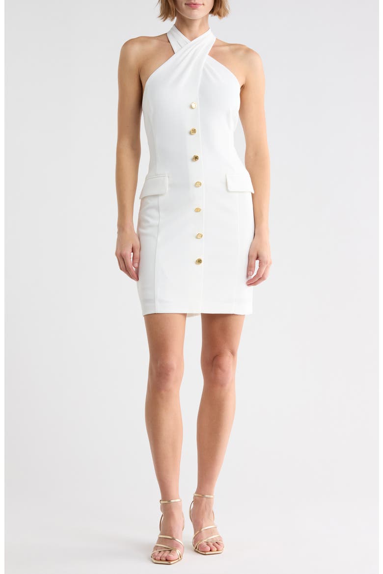Plyr Halter Neck Minidress, Main, color, CREAM