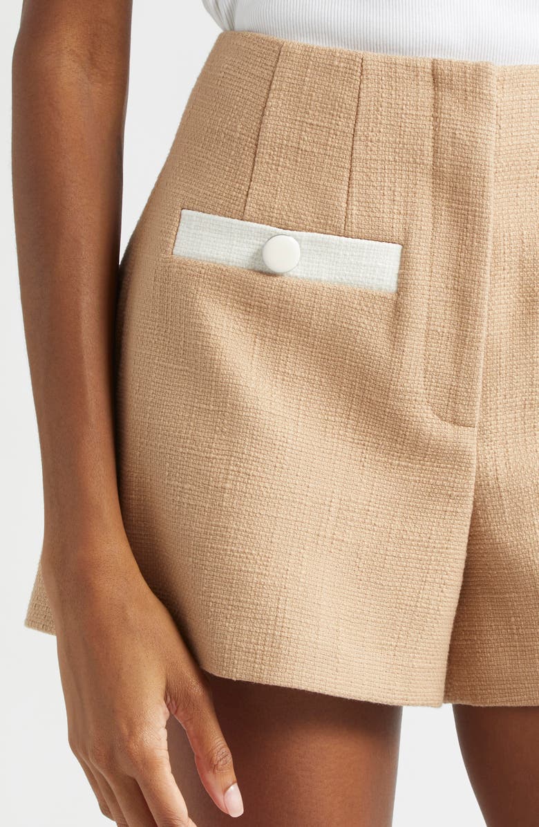 Veronica Beard Gershwin Cotton Blend Tweed Shorts, Alternate, color, Khaki