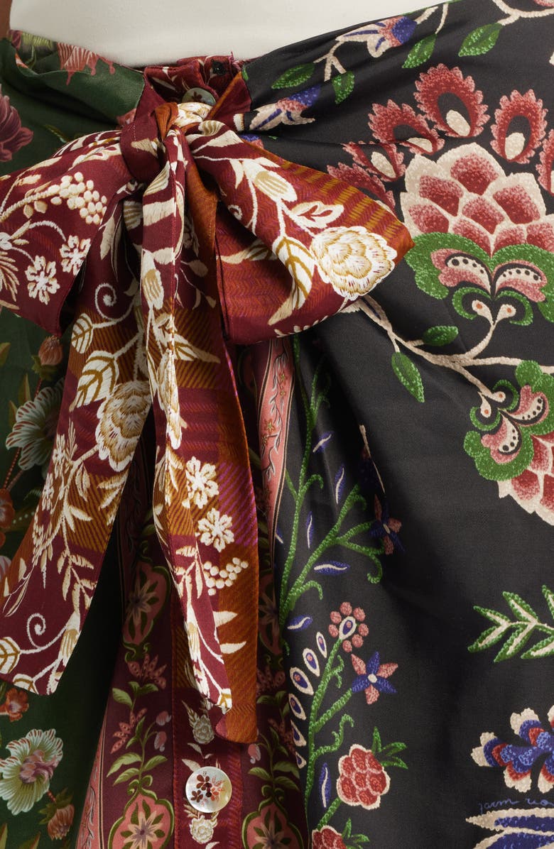 FARM Rio Winter Garden Mix Print Tie Front Midi Skirt, Alternate, color, Multi