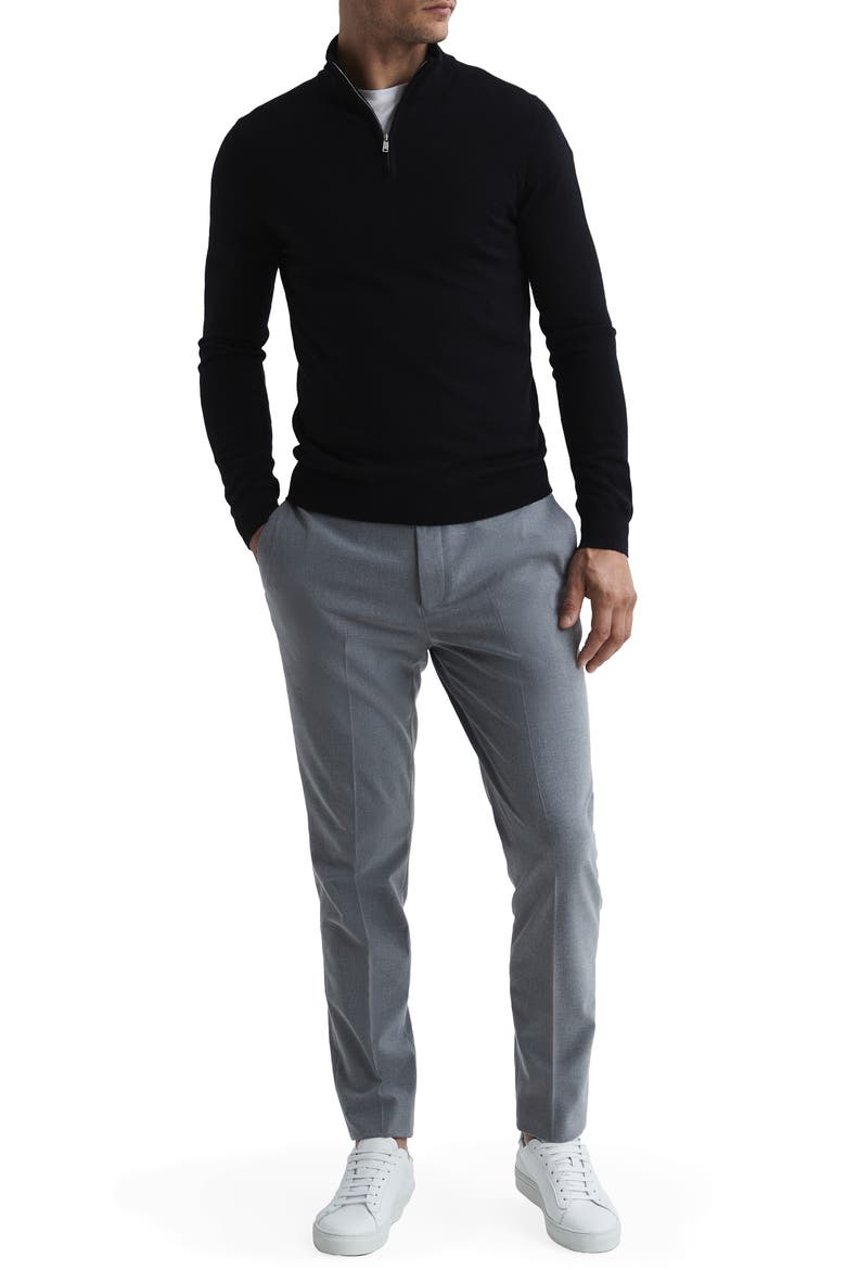 Blackhall Quarter Zip Wool Sweater, Alternate, color, BLACK