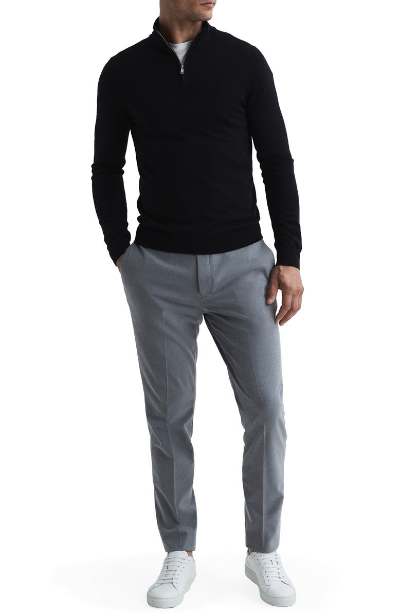 Reiss Blackhall Quarter Zip Wool Sweater, Alternate, color, Black