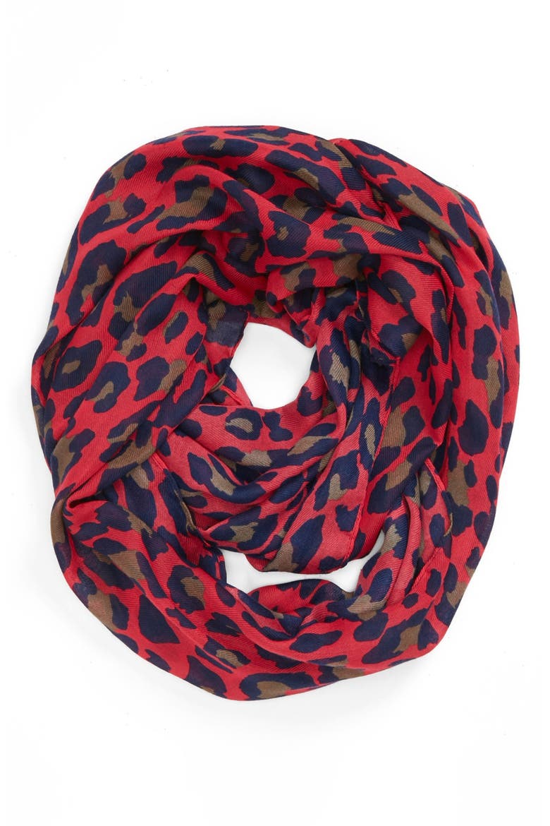Cheetah Print Infinity Scarf, Main, color, FUCHSIA
