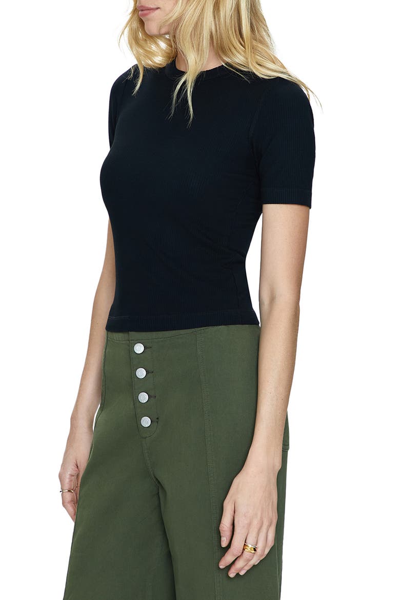 Bella Rib Crewneck T-Shirt, Alternate, color, NOIR