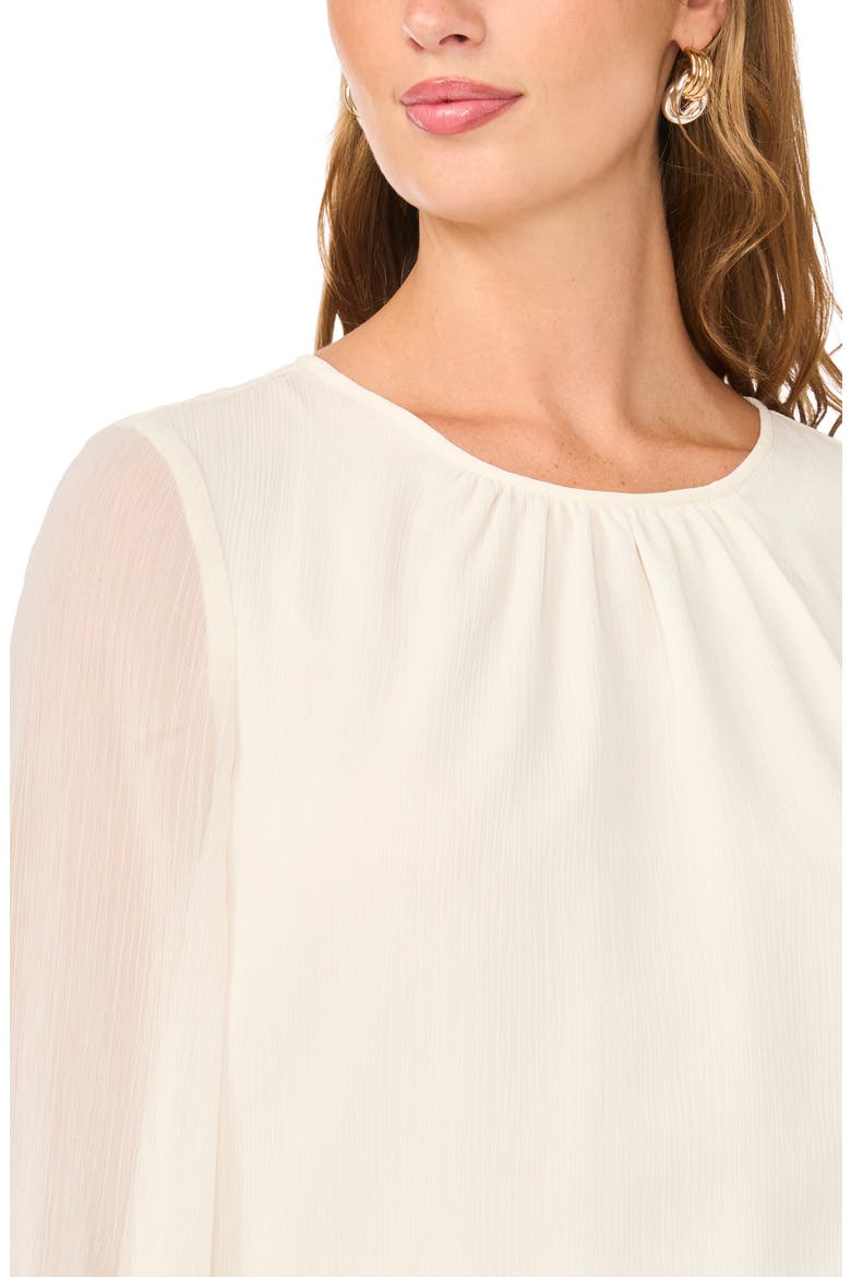 Gathered Crewneck Long Sleeve Top, Alternate, color, TOASTED