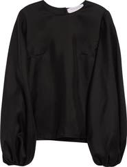 Carolina Herrera Puff Sleeve Silk Gazar Top