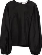 Carolina Herrera Puff Sleeve Silk Gazar Top