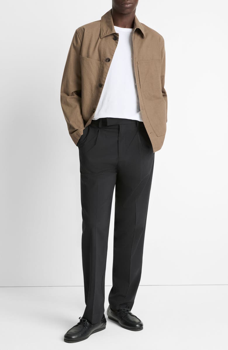 Vince Pleated Black Stretch Dress Pants, Alternate, color, Black