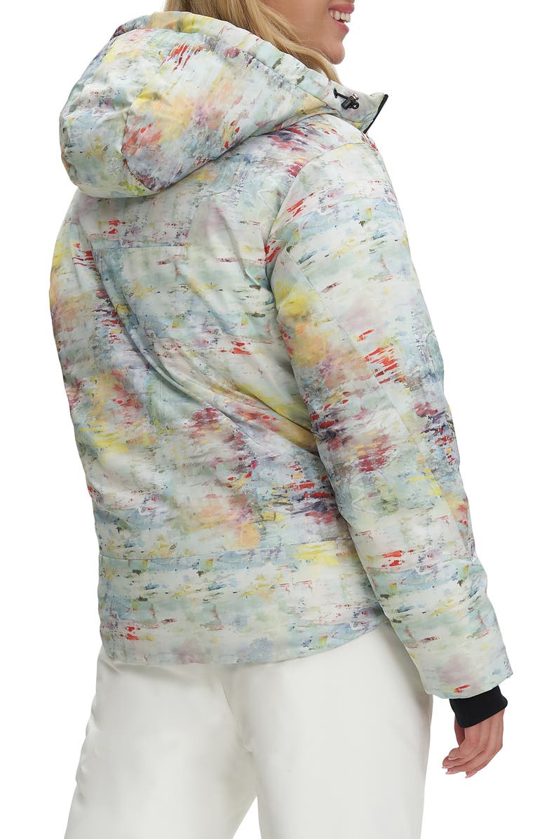 Noize Astrella Water Resistant Hooded Ski Puffer Jacket, Alternate, color, Sea Surf Aop