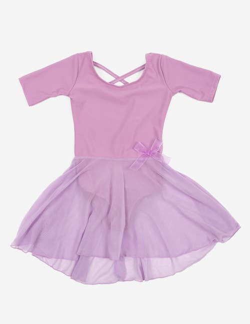 Leveret Girls Short Sleeve Skirted Leotard In Purple