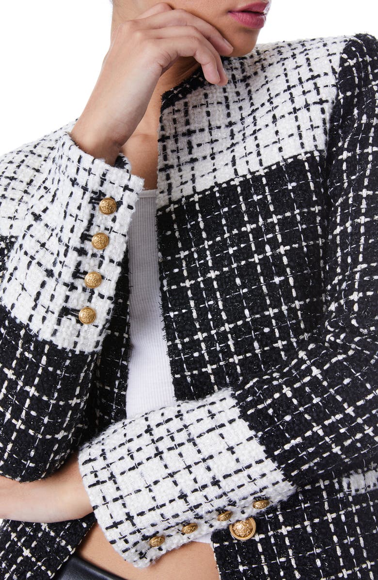 Alice + Olivia Jaydn Two-Tone Tweed Jacket, Alternate, color, 