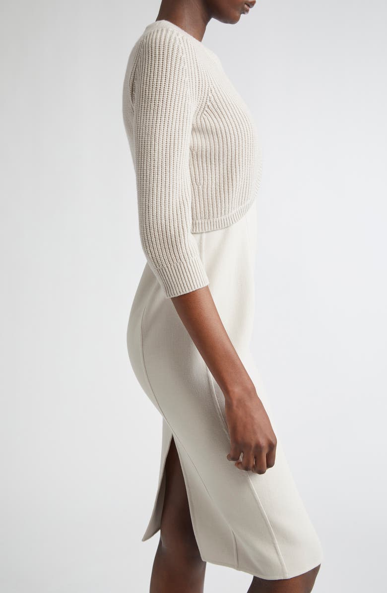 Michael Kors Collection Shaker Stitch Cashmere Shrug, Alternate, color, Oyster