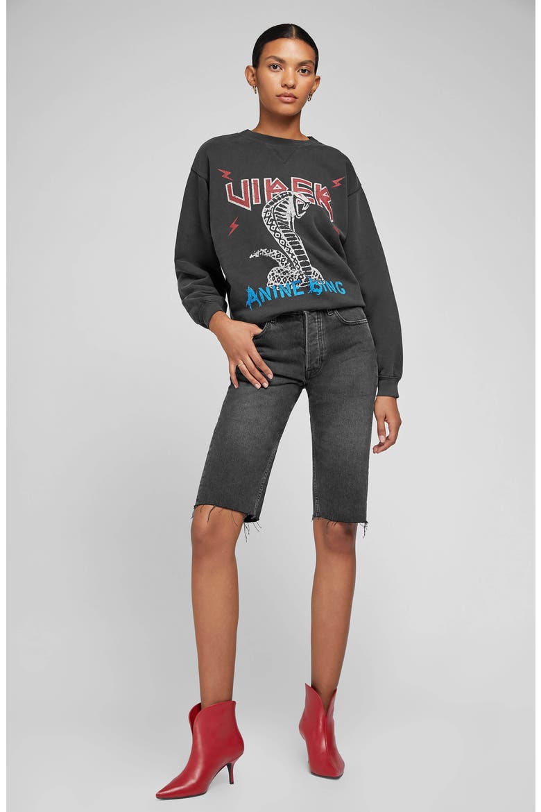 Phoebe Raw Hem Denim Shorts, Alternate, color, CHARCOAL