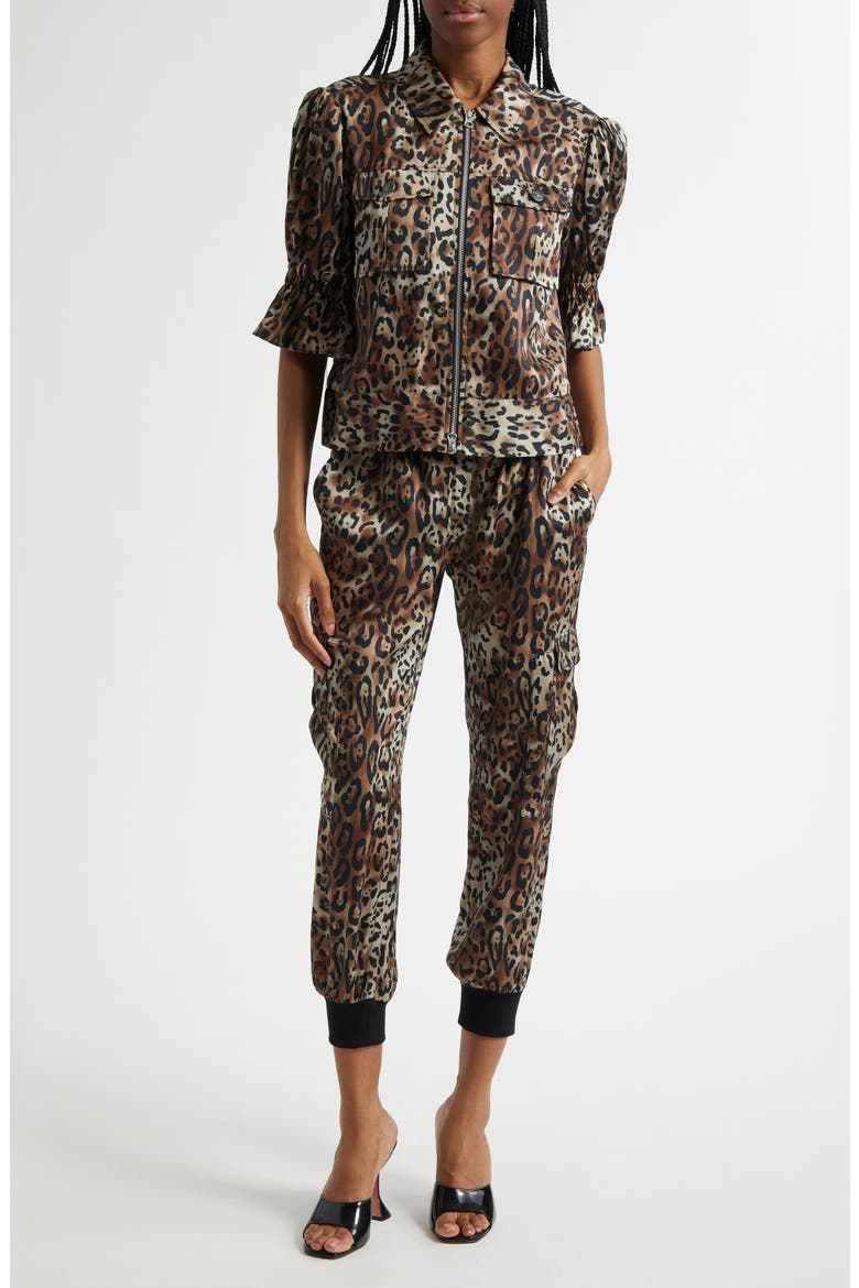 Holly Leopard Print Jacket, Alternate, color, BLACK/ SAHARA