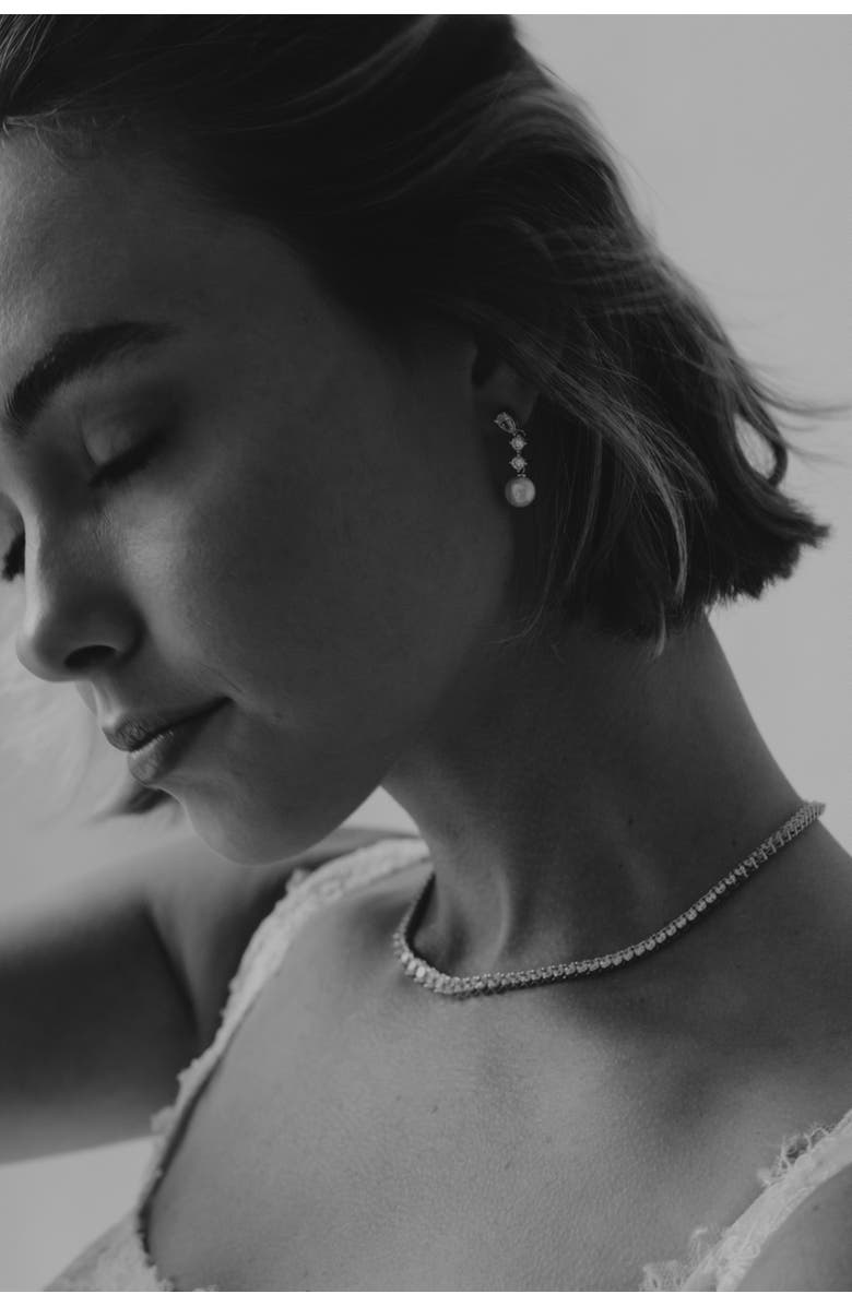 Untamed Petals Serenade Pearl and Crystal Earrings, Alternate, color, Silver