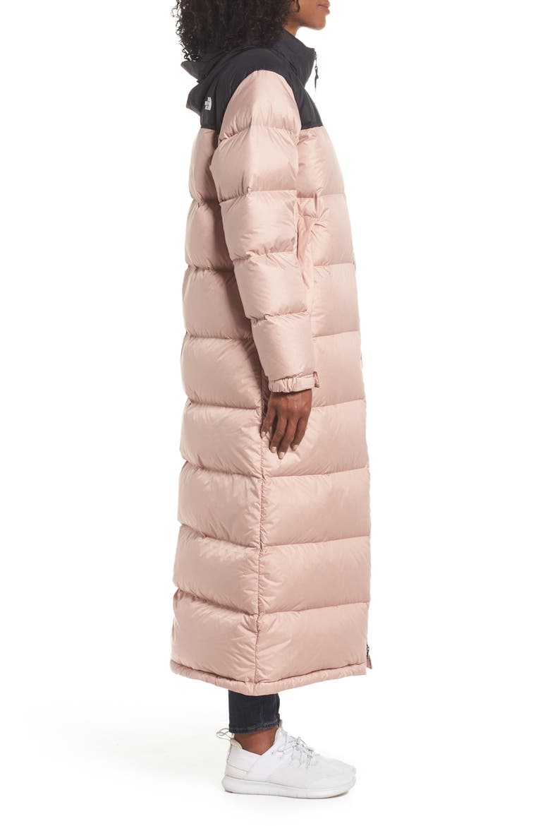 Nuptse Long Water Repellent Down Coat, Alternate, color, MISTY ROSE