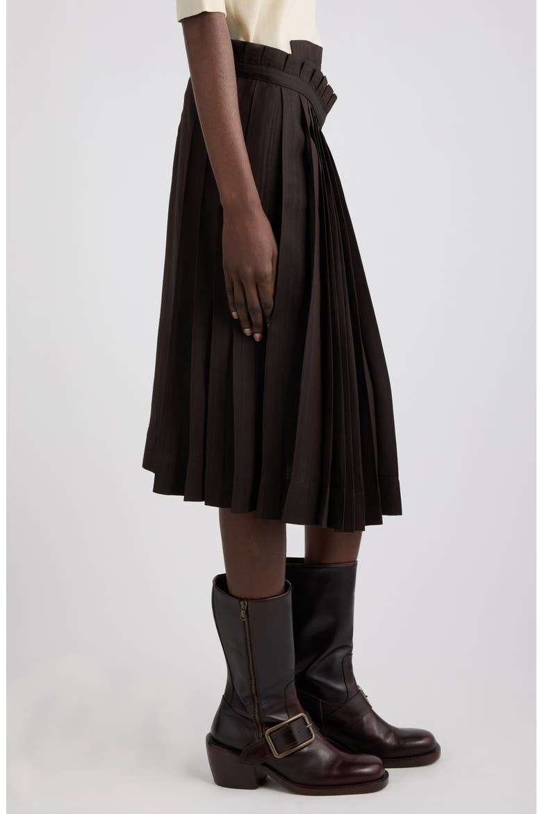 Sim Pleated Viscose Midi Skirt, Alternate, color, BROWN